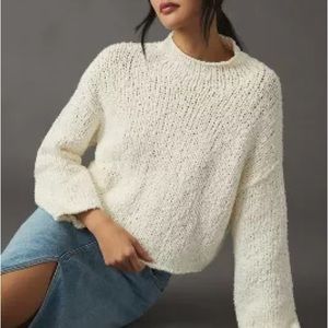 Anthropologie Pilcro Cropped Mock Neck Sweater Cream